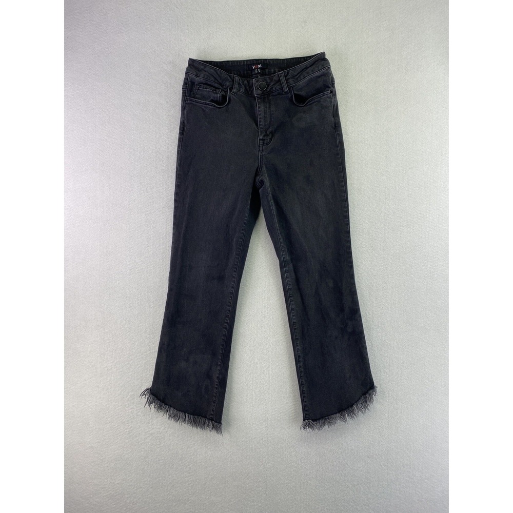 Yest Womens Size 6 Black Mid Rise Cutoff Raw Hem Cropped Denim Jeans